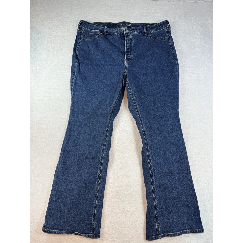 Old Navy Jeans Womens 22 Blue Dark Rinse High Rise Kicker Boot-Cut Secret-Smooth